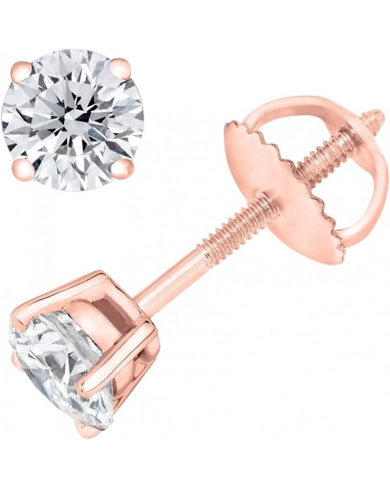 Round Diamond stud (IGI Certified 0.70 ct & up) ScrewBack 14K 0.04ct-2.00ct Clarity-I3 rose-gold 0.07 carats $50.33 Earrings