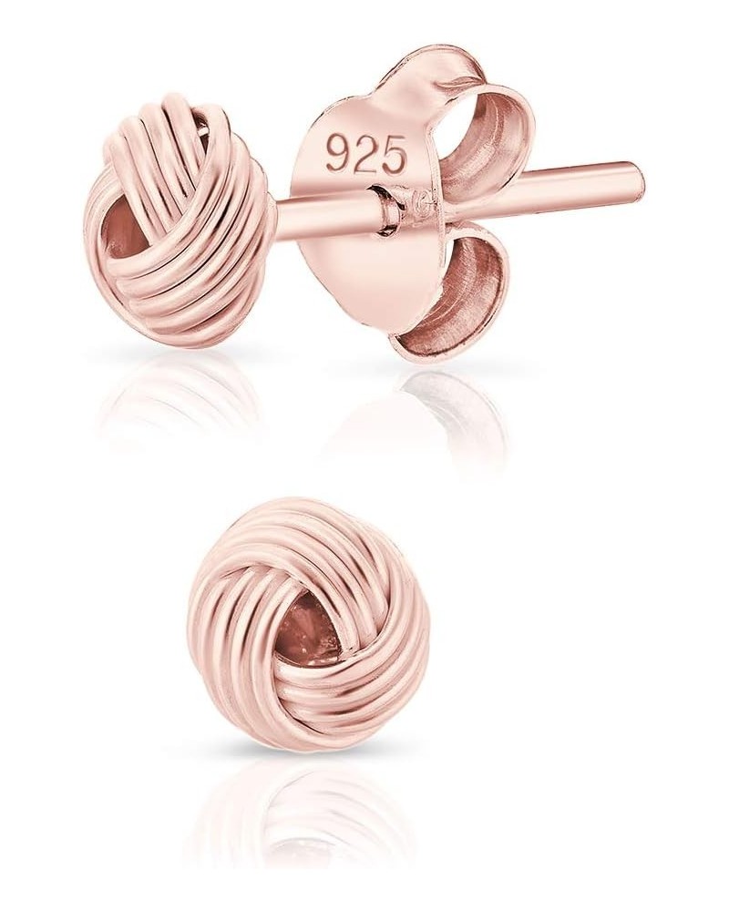 925 Sterling Silver, 24K Yellow or 18K Rose Gold Plated - TINY/SMALL Fashion Studs Earrings - Love/Twisted Knot - Diameter: 5...