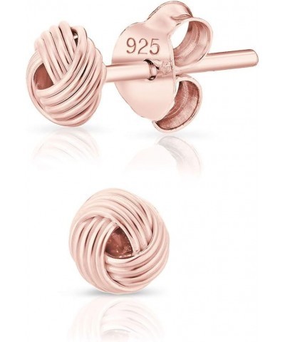 925 Sterling Silver, 24K Yellow or 18K Rose Gold Plated - TINY/SMALL Fashion Studs Earrings - Love/Twisted Knot - Diameter: 5...