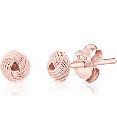 925 Sterling Silver, 24K Yellow or 18K Rose Gold Plated - TINY/SMALL Fashion Studs Earrings - Love/Twisted Knot - Diameter: 5...