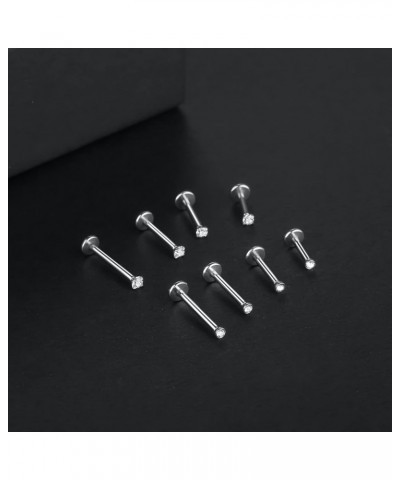 Threadless Lip Rings Different Bar Length Labret Jewelry CZ Lip Studs Monroe Medusa Piercing Jewelry, Push in Stainless Steel...