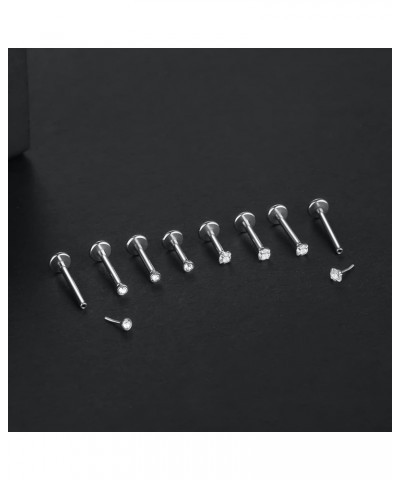 Threadless Lip Rings Different Bar Length Labret Jewelry CZ Lip Studs Monroe Medusa Piercing Jewelry, Push in Stainless Steel...