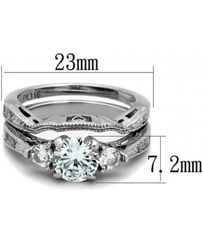 Her and His Stainless Steel Wedding and Engagement Ring and Titanium Wedding Band Set Women's Size 08 Men's Size 06 $20.50 Sets