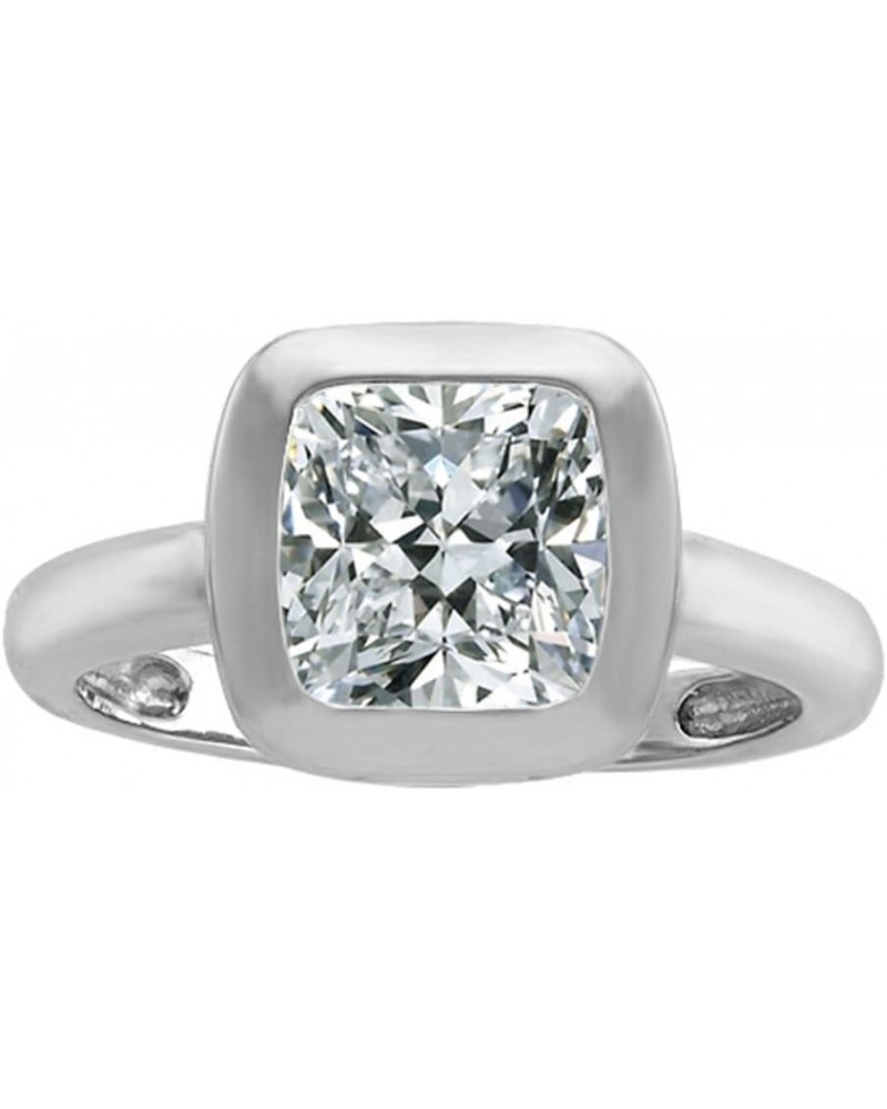 Sterling Silver Cushion-Cut Solitaire Engagement Promise Ring White Topaz $28.04 Rings