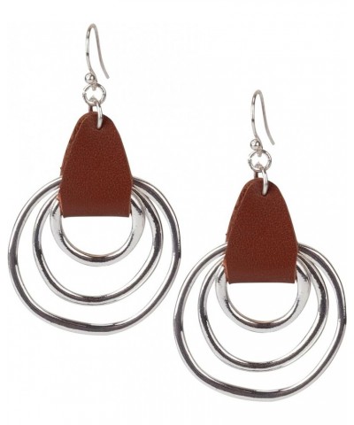 3 Circle Boho Antiqued Earrings | 3 Silver with Leather $14.97 Earrings