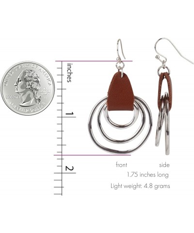 3 Circle Boho Antiqued Earrings | 3 Silver with Leather $14.97 Earrings