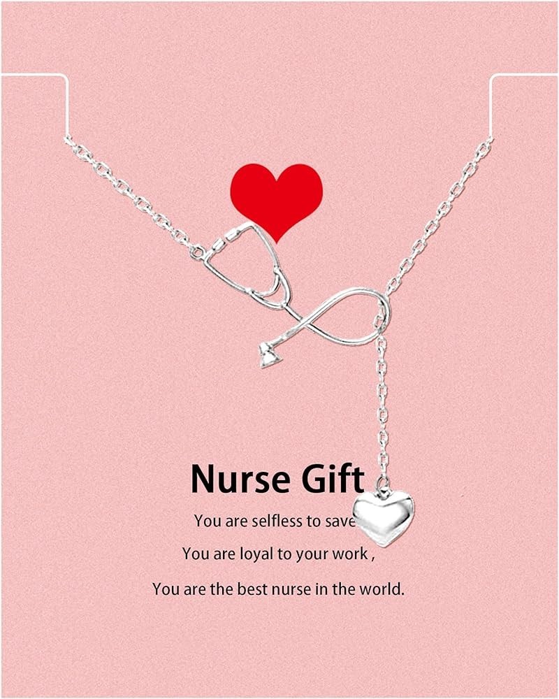 Nurse Gifts for Women Nurses Week Gifts 2024 Stethoscope Necklace for Doctor Nurse Medical Graduation Gifts Pink Silver $7.37...