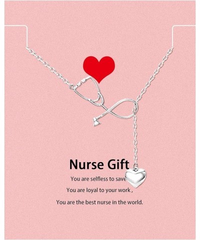 Nurse Gifts for Women Nurses Week Gifts 2024 Stethoscope Necklace for Doctor Nurse Medical Graduation Gifts Pink Silver $7.37...