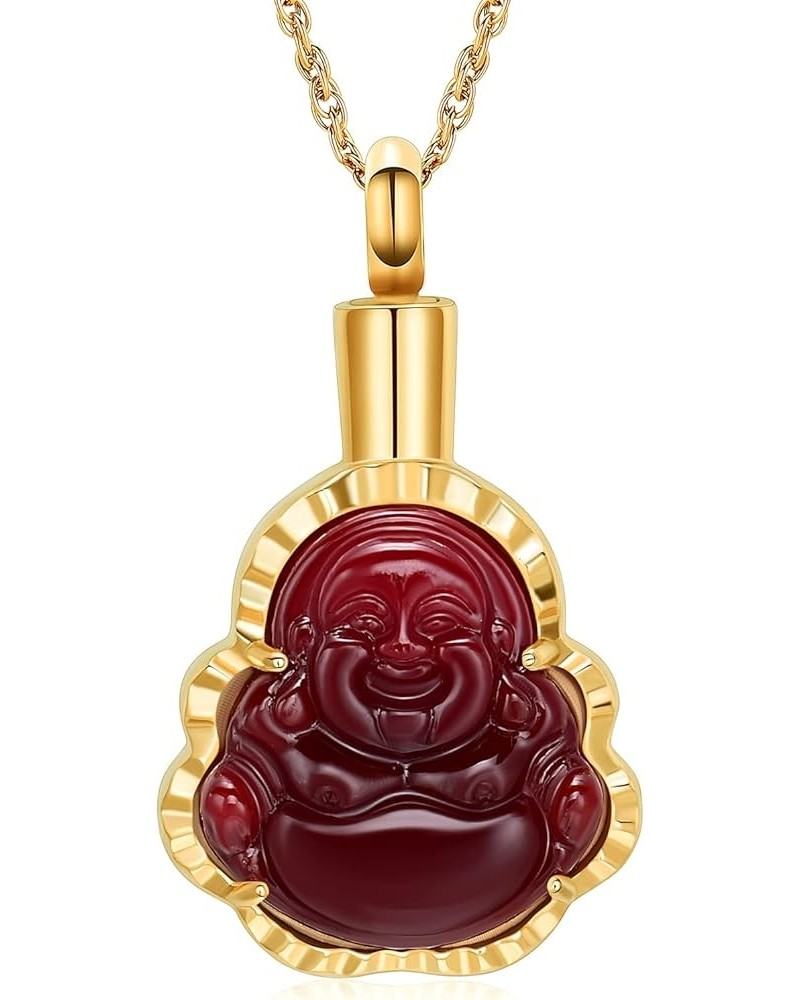 Cremation Jewelry Laughing Buddha Urn Necklace for Ashes for Women Men Memorial Keepsake Ashes Pendant Gold-Red $13.43 Others