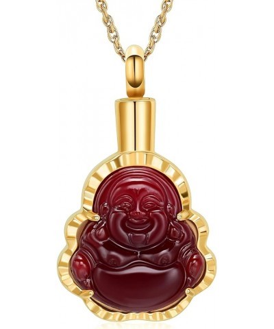 Cremation Jewelry Laughing Buddha Urn Necklace for Ashes for Women Men Memorial Keepsake Ashes Pendant Gold-Red $13.43 Others