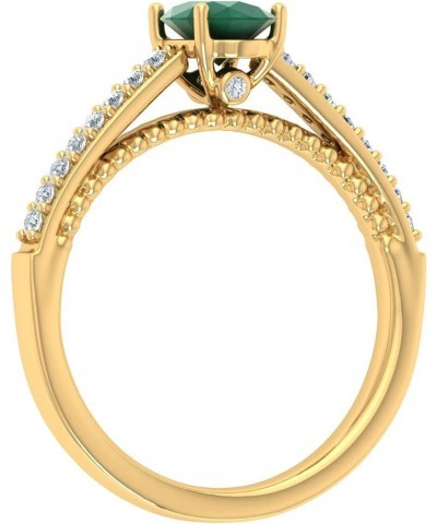 1 Carat Oval Shape Emerald and Round Diamond Solitaire Engagement Ring in 10K Gold Rose Gold $112.75 Rings