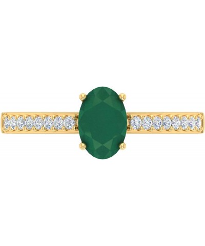 1 Carat Oval Shape Emerald and Round Diamond Solitaire Engagement Ring in 10K Gold Rose Gold $112.75 Rings