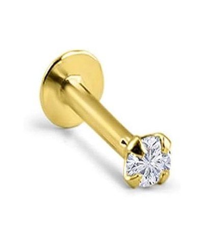 14k Solid Yellow Gold Threadless Push Pin Nose Ring Stud 1.5mm, 2mm, 2.5mm or 3mm Clear CZ 18G, 16G 3mm CZ-16G-1/4" Post $19....