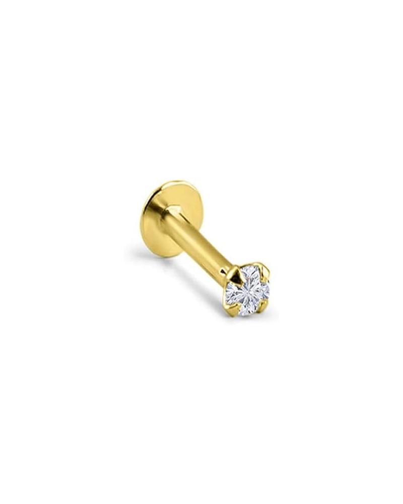 14k Solid Yellow Gold Threadless Push Pin Nose Ring Stud 1.5mm, 2mm, 2.5mm or 3mm Clear CZ 18G, 16G 3mm CZ-16G-1/4" Post $19....