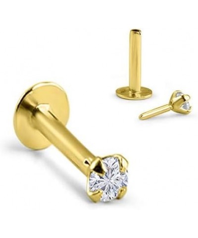 14k Solid Yellow Gold Threadless Push Pin Nose Ring Stud 1.5mm, 2mm, 2.5mm or 3mm Clear CZ 18G, 16G 3mm CZ-16G-1/4" Post $19....