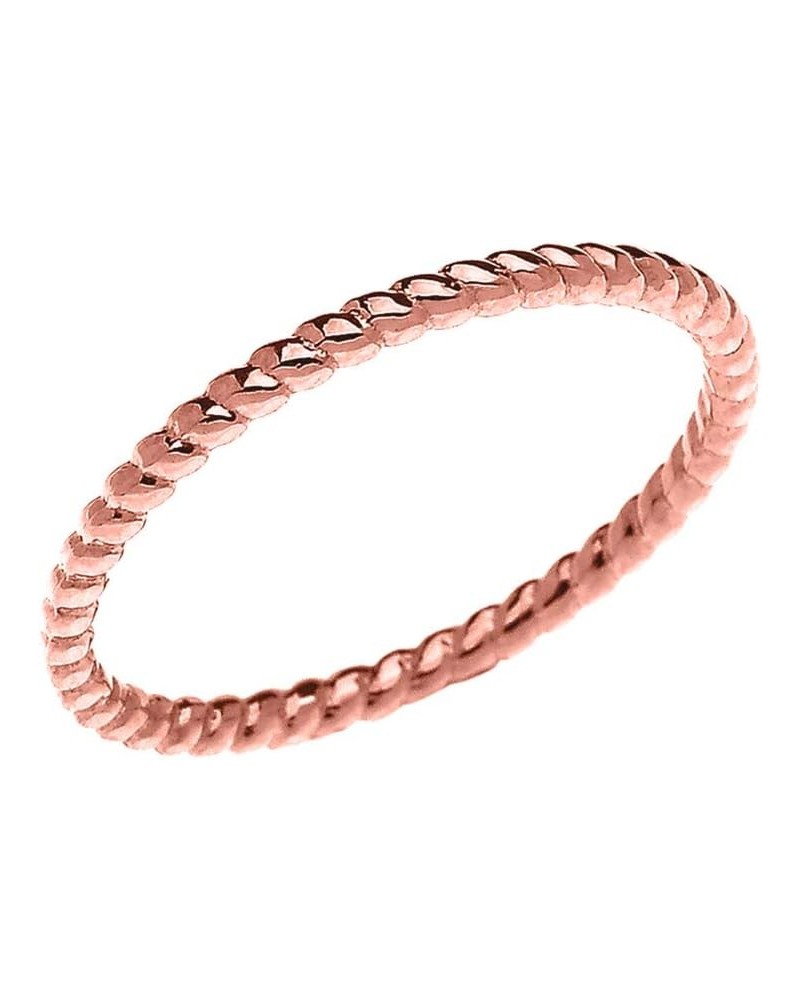 Certified 10k Rope-Style Midi Gold Knuckle Ring Band Rose Gold $50.62 Rings