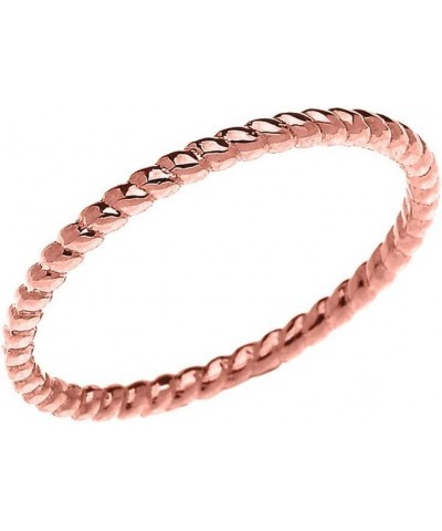 Certified 10k Rope-Style Midi Gold Knuckle Ring Band Rose Gold $50.62 Rings