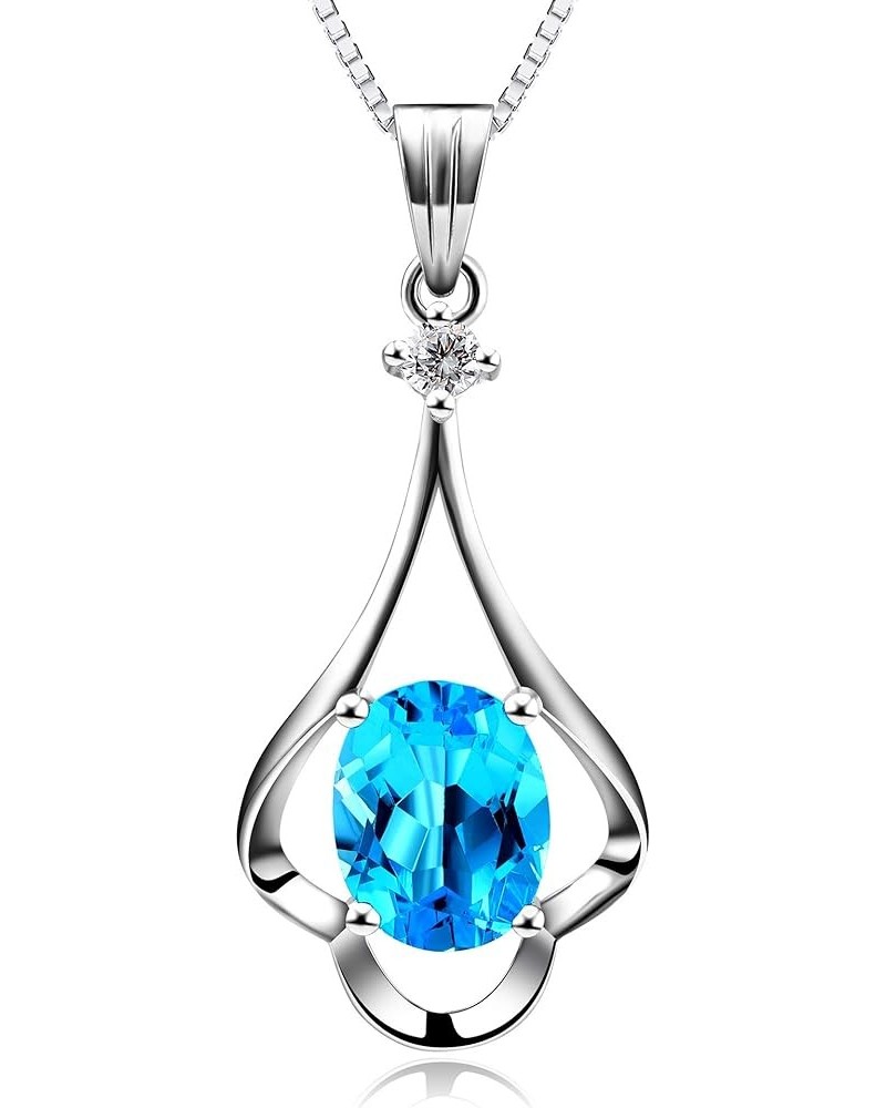 Fine Jewelry Natural Gemstone Women Gifts 925 Sterling Silver Swiss Blue Topaz Pendant Necklace Infinity Love $38.24 Necklaces