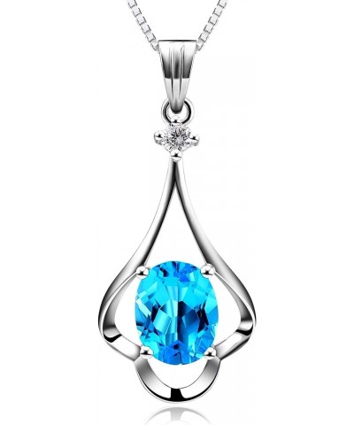 Fine Jewelry Natural Gemstone Women Gifts 925 Sterling Silver Swiss Blue Topaz Pendant Necklace Infinity Love $38.24 Necklaces