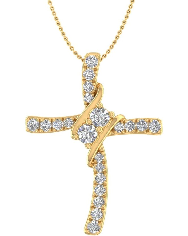 1/4 to 3/8 Carat Diamond Vintage Cross Pendant Necklace in 10K Yellow Gold (Silver Chain Included) PD-05408-I2I3-10KYX $66.65...