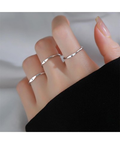 Thin Stacking Initial Rings for Women Stackable Plain Letter Ring for Teen Girls Silver Capital Letter Band Ring Open Adjusta...