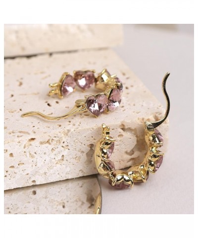 Gold Crystal Hoop Huggie Earrings for Women Girls - Trendy Unique Sparkly Rhinestone CZ Thick Earings Hypoallergenic Wedding ...