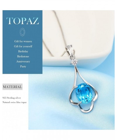 Fine Jewelry Natural Gemstone Women Gifts 925 Sterling Silver Swiss Blue Topaz Pendant Necklace Infinity Love $38.24 Necklaces