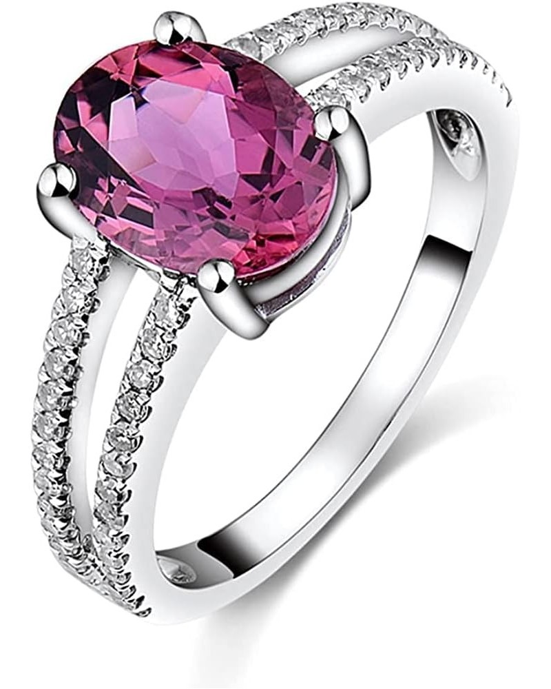 Solid 14K White Gold Pink Tourmaline Diamond Ring Wedding Band for Women tourmaline 6 $139.20 Others