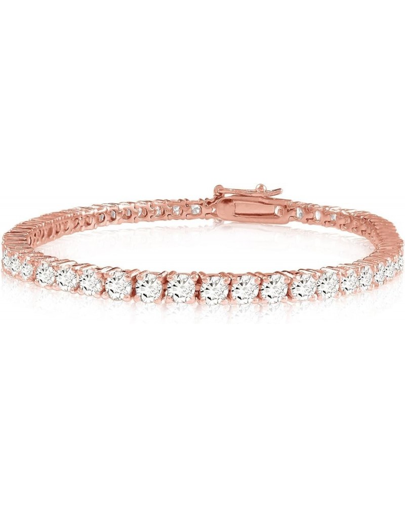 2-20 Carat NATURAL Classic Diamond Tennis Bracelet 4 Prong Value Plus Collection (J-K Color, I1-I2 Clarity) Rose Gold 20.0 ca...