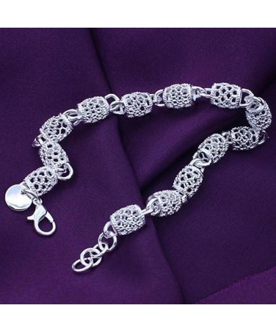 Women Sterling Silver Hollow Chain Bracelet Charm Wrist Bangle Clasp Gift, Summer Costume Jewelry Clothing Accessories 1 $4.5...