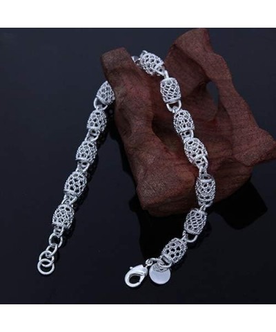 Women Sterling Silver Hollow Chain Bracelet Charm Wrist Bangle Clasp Gift, Summer Costume Jewelry Clothing Accessories 1 $4.5...