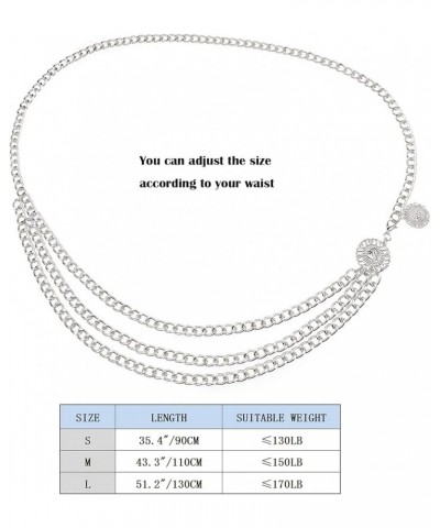 Chain Belts for Women Waist Chain Belt Multilayer Body Belly Chain Silver 130.0 Centimeters $7.94 Body Jewelry