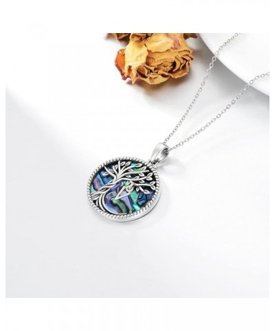 Christmas Gifts for Women Sterling Silver Tree of Life Letter A to Z Initial Pendant Necklace with Abalone Shell for Women He...