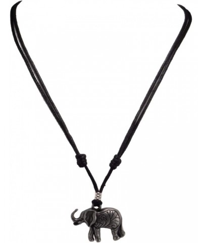 Elephant on Adjustable Black Cord Necklace (Old Silver Finish) $8.93 Necklaces