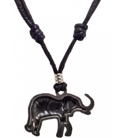 Elephant on Adjustable Black Cord Necklace (Old Silver Finish) $8.93 Necklaces