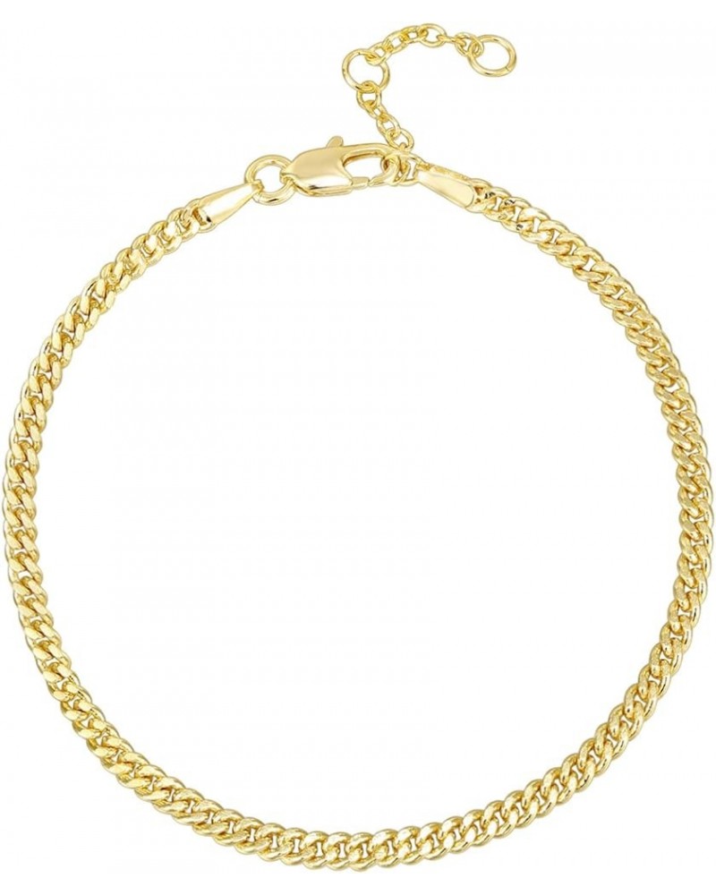 14K Gold Plated Paperclip/Curb/Figaro Chain Adjustable Bracelet for Women Yellow Gold Curb-M $10.84 Bracelets