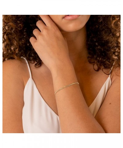 14K Gold Plated Paperclip/Curb/Figaro Chain Adjustable Bracelet for Women Yellow Gold Curb-M $10.84 Bracelets