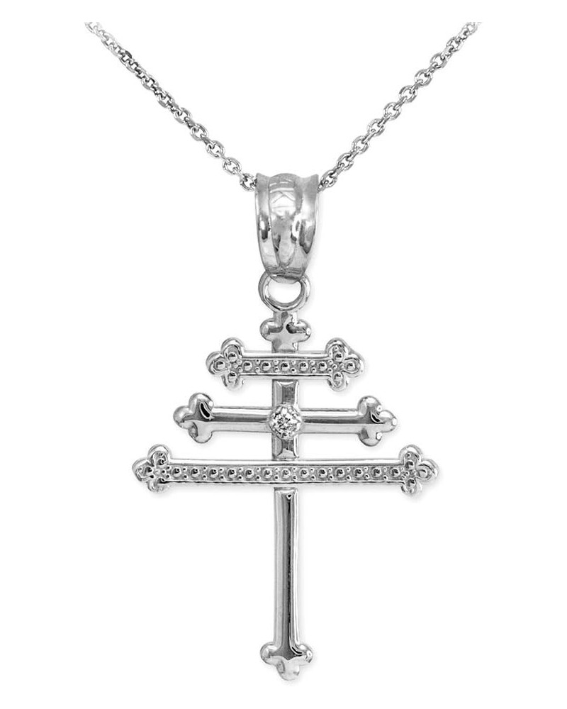 925 Sterling Silver CZ-Accented Maronite Cross Pendant Necklace 16.0 Inches $23.51 Necklaces