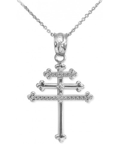 925 Sterling Silver CZ-Accented Maronite Cross Pendant Necklace 16.0 Inches $23.51 Necklaces