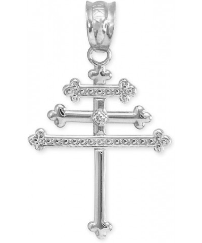 925 Sterling Silver CZ-Accented Maronite Cross Pendant Necklace 16.0 Inches $23.51 Necklaces