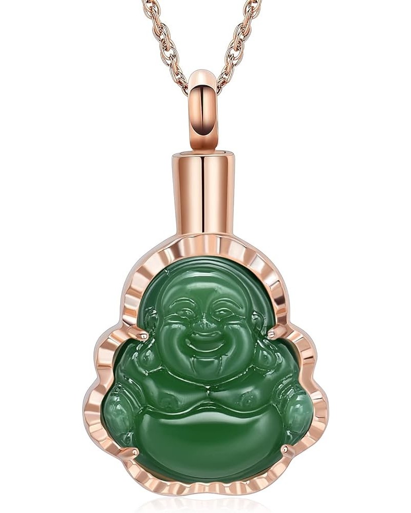 Cremation Jewelry Laughing Buddha Urn Necklace for Ashes for Women Men Memorial Keepsake Ashes Pendant Rose Gold-Green $13.43...