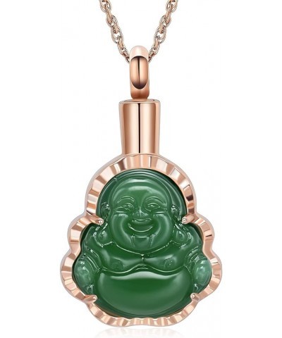 Cremation Jewelry Laughing Buddha Urn Necklace for Ashes for Women Men Memorial Keepsake Ashes Pendant Rose Gold-Green $13.43...