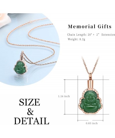 Cremation Jewelry Laughing Buddha Urn Necklace for Ashes for Women Men Memorial Keepsake Ashes Pendant Rose Gold-Green $13.43...