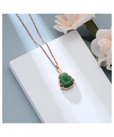 Cremation Jewelry Laughing Buddha Urn Necklace for Ashes for Women Men Memorial Keepsake Ashes Pendant Rose Gold-Green $13.43...