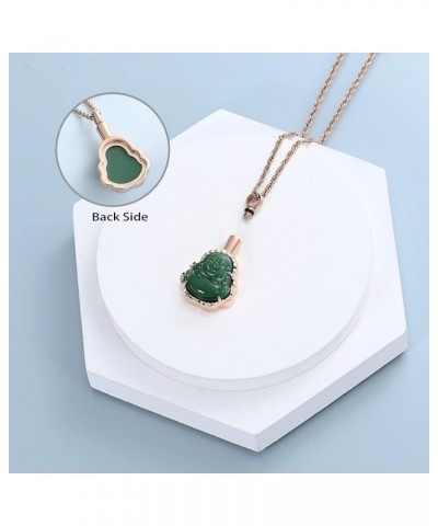 Cremation Jewelry Laughing Buddha Urn Necklace for Ashes for Women Men Memorial Keepsake Ashes Pendant Rose Gold-Green $13.43...