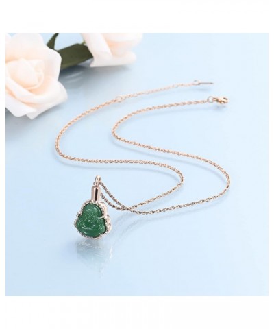 Cremation Jewelry Laughing Buddha Urn Necklace for Ashes for Women Men Memorial Keepsake Ashes Pendant Rose Gold-Green $13.43...