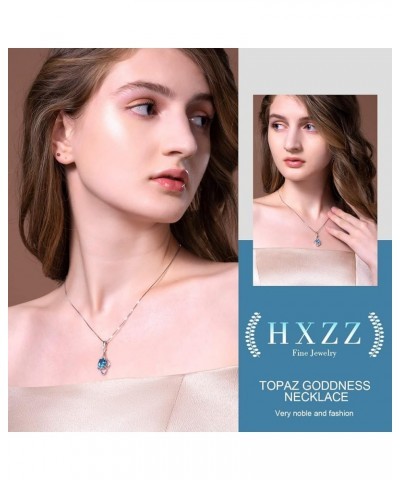 Fine Jewelry Natural Gemstone Women Gifts 925 Sterling Silver Swiss Blue Topaz Pendant Necklace Infinity Love $38.24 Necklaces