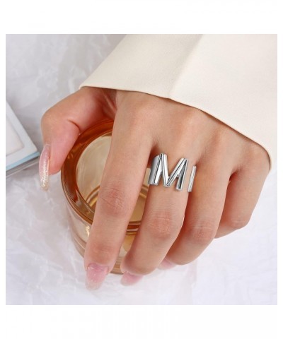 Initial Ring Gold Letter Rings for Women Chunky Gold Rings for Women Adjustable Rings Initial Jewelry N-Silver $7.64 Rings