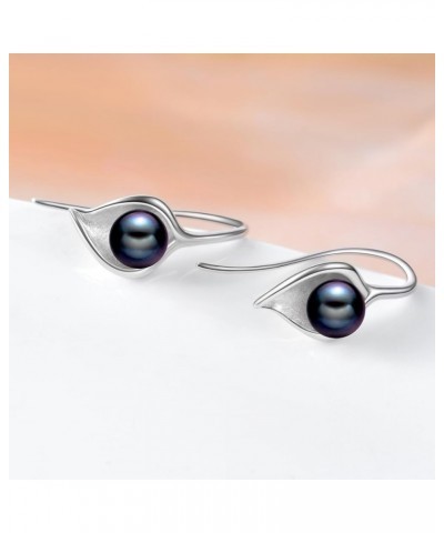 Sterling Silver Pearl Earrings Dangle Drop Earrings Pearl Fine Jewelry Mothers Day Gifts for Women Calla Lily Black $17.67 Ea...