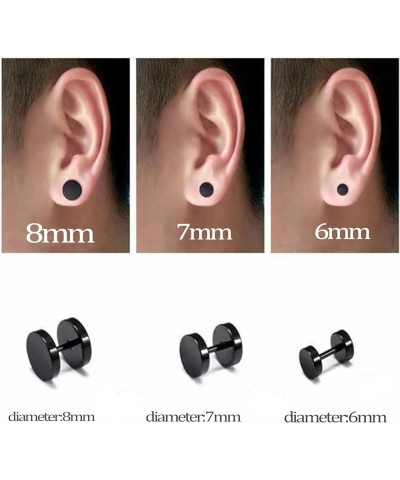 5 Pairs Stud Earrings For Men,Fake Gauge Earrings Round Titanium Steel Faux Gauge Earrings For Men Women 4mm-8mm Black $4.80 ...